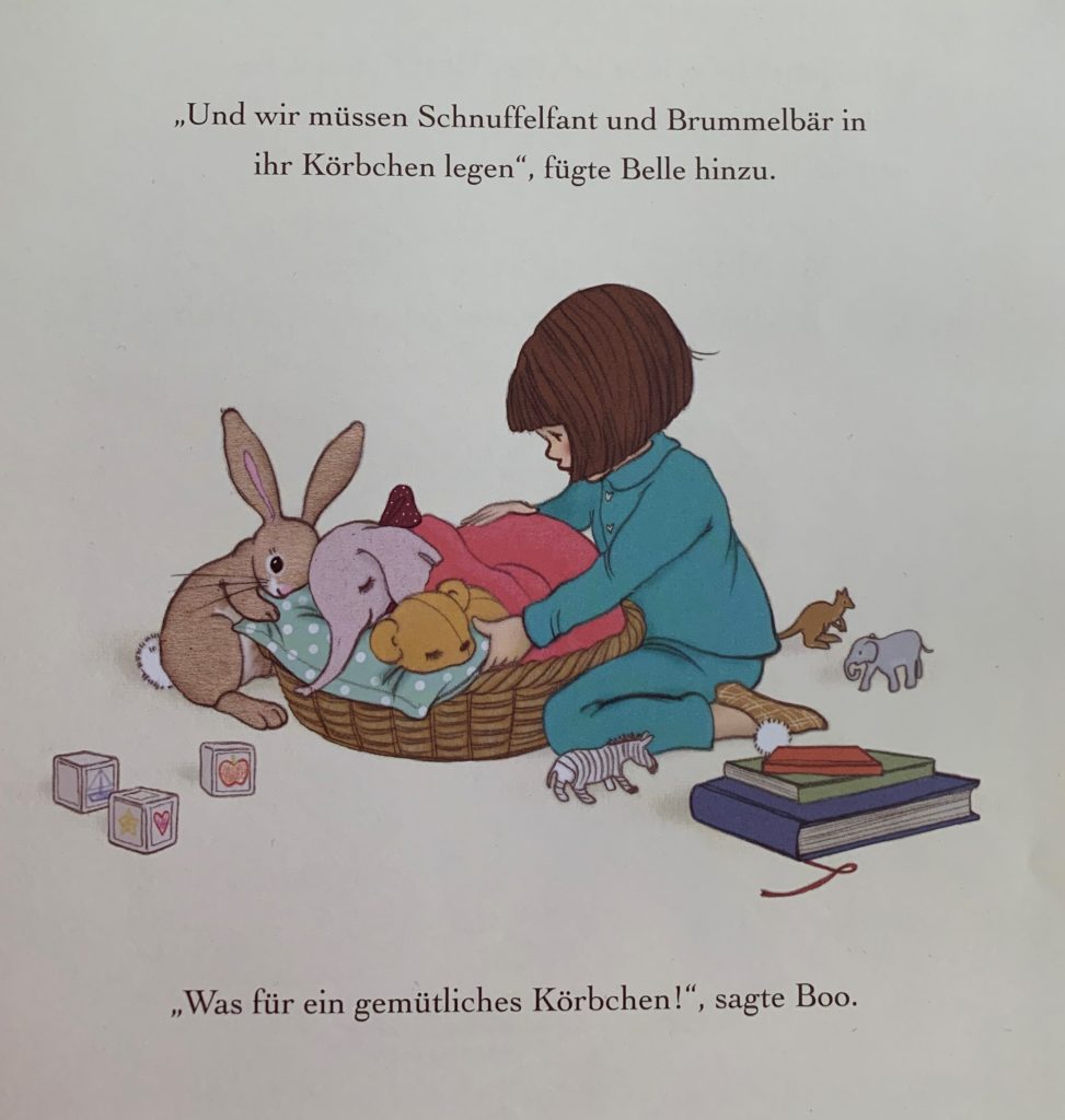 Belle & Boo auf Stoff Ausschnitt aus dem Buch Gute Nacht, kleiner Hase für Blogbeitrag Stoff & Liebe